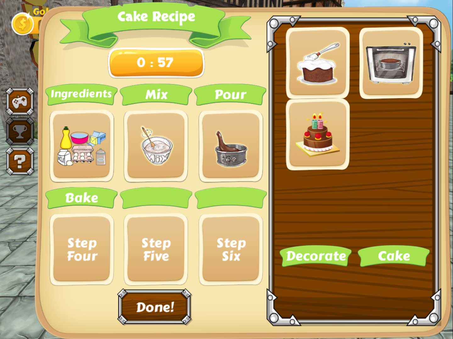 Mission 3: Order the steps to make a cake and place the corresponding labels.